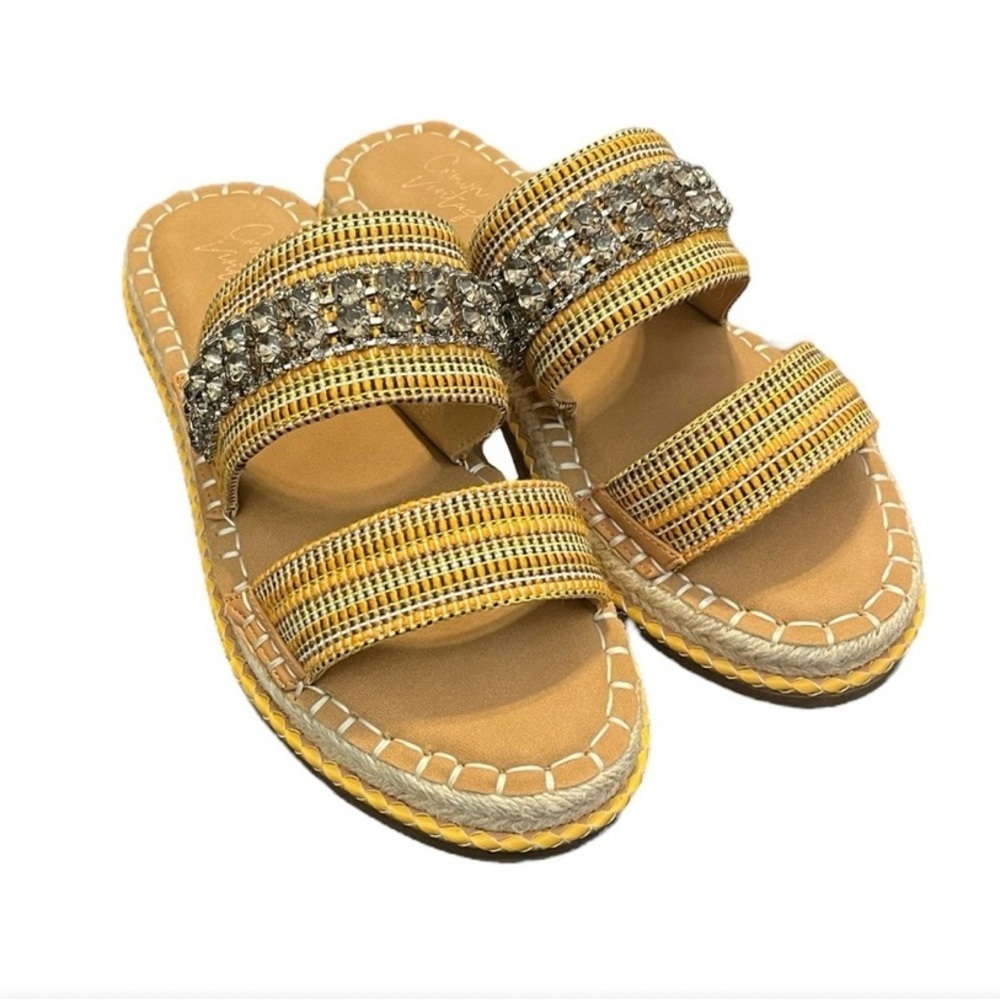 Crown Vintage Yellow Embellished Sandals